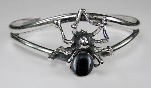 Sterling Silver Spider Cuff Bracelet With Hematite